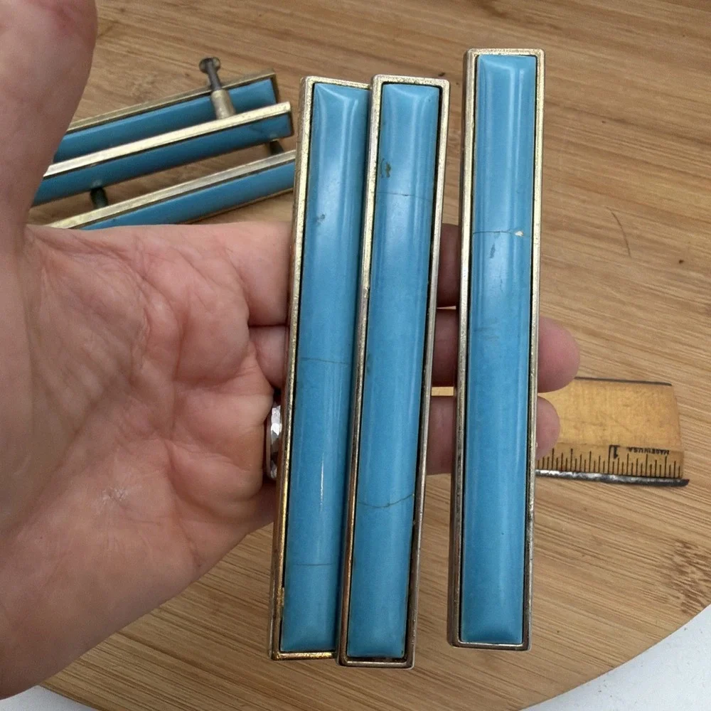 Porcelain Drawer Pulls Blue Gold‎ American Revolutionary Bicentennial Set Of 6